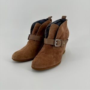 Sperry Top-Sider Brown Leather Ankle Boots Wedge Heel Size 5.5/6 Suede